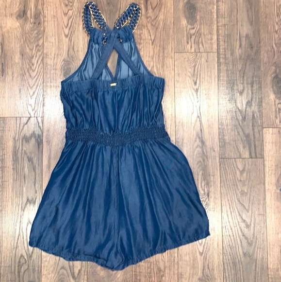 Unique Jean Romper with Chain Halter - Picture 2 of 3